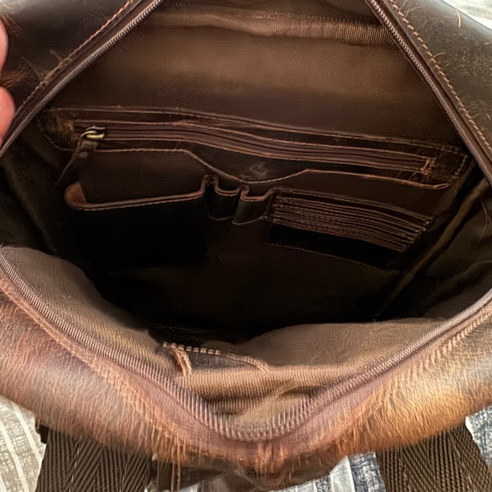 Genuine Leather Rugged Dark Brown backpack - image 6